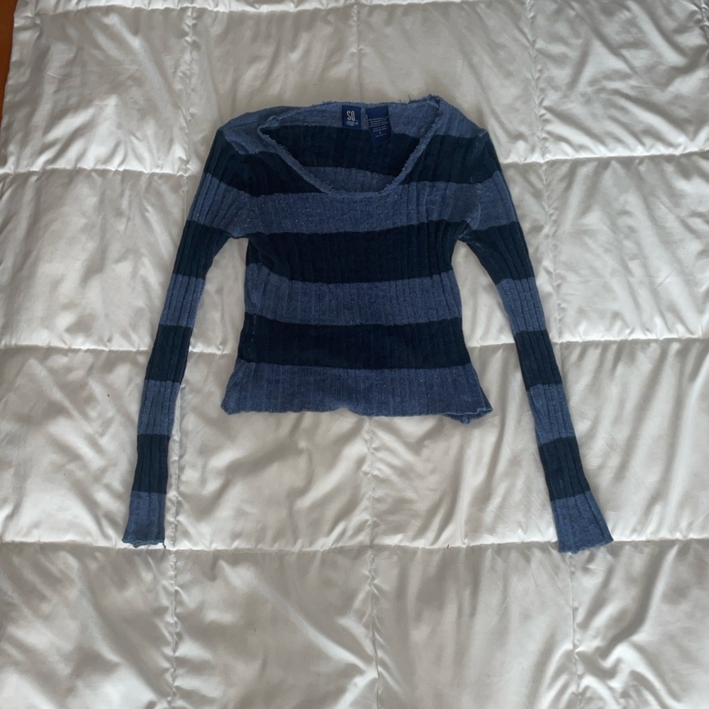 Stretchy Striped Blue Sweater